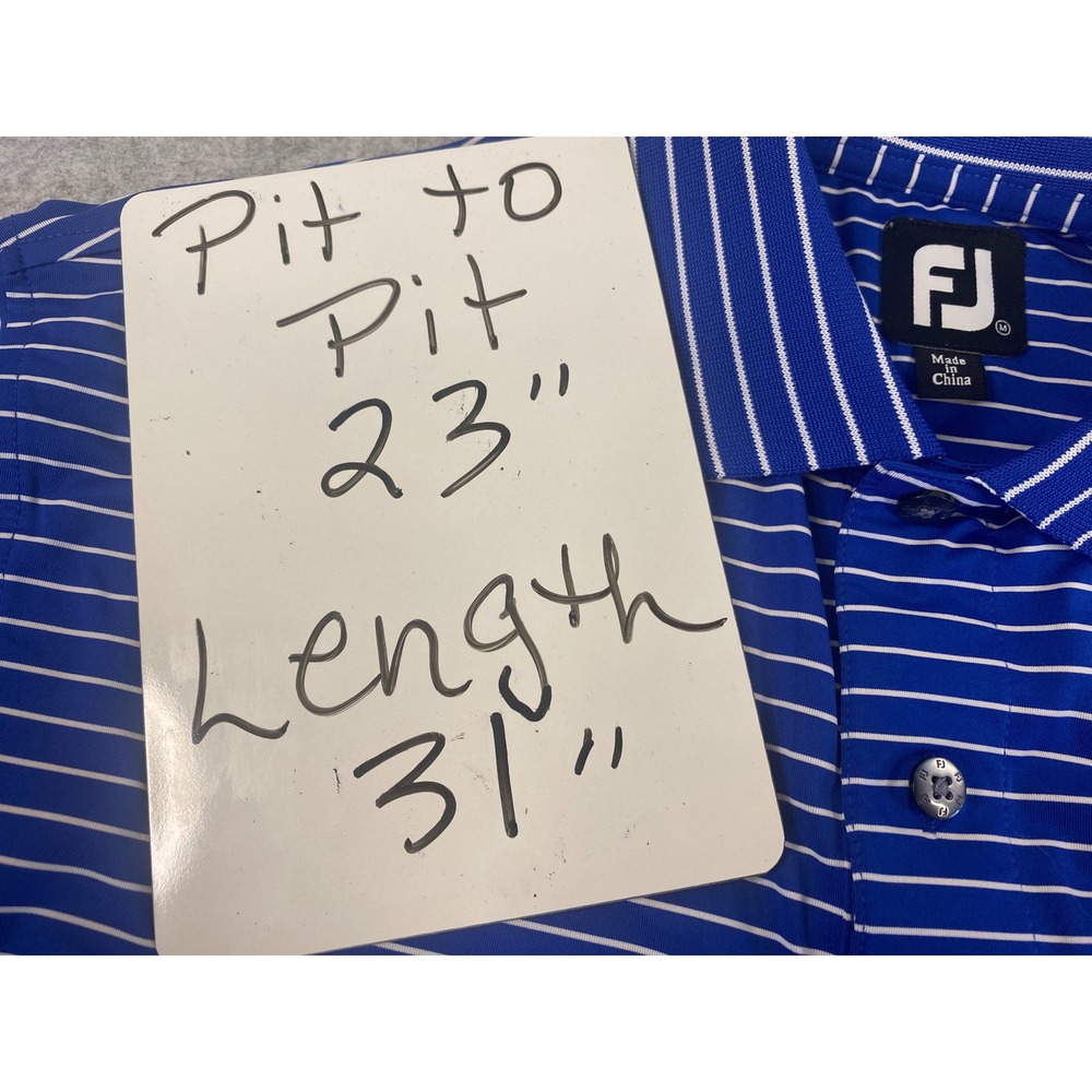 FootJoy Mens Blue White Striped Golf Polo Shirt Big Creek Country Club Logo XL - Picture 3 of 4